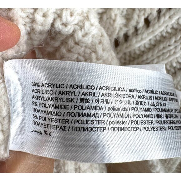 Mango bell sleeves chunky cable knit turtle neck oversized sweater cream sz M - Picture 5 of 7